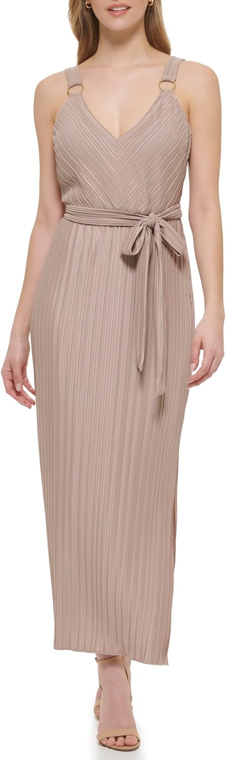 GUESS Women's Crystal Pleated Maxi Waist Tie Dress - Sithimy.com