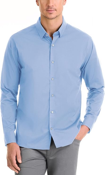 slim fit dress slacks Cronbie Long Sleeve Stain Shield Solid Shirt