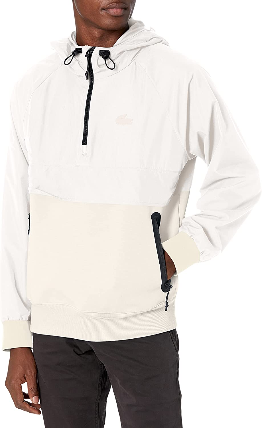 Lacoste mens Long Sleeve 1/4 Zip Double Face Colorblock Hooded Jacket -  Shopping From USA