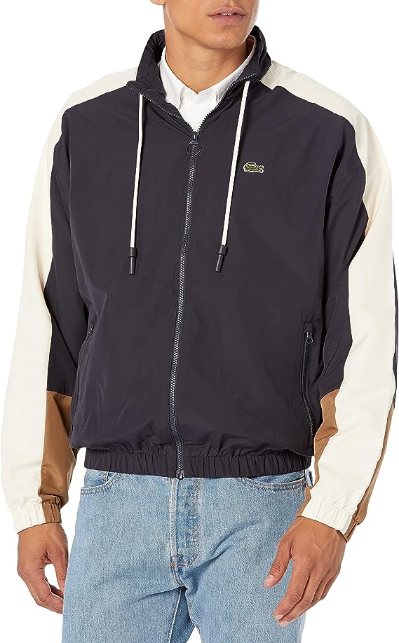 Lacoste Mens Water Resistant Colorblock Zip Up Jacket - Sithimy.com