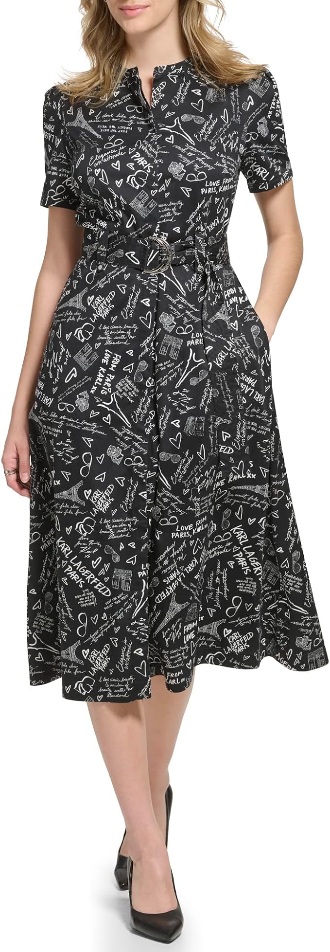 Karl Lagerfeld Paris Women's Logo Paris Poplin Dress - Sithimy.com Karl Lagerfeld Paris Women's Logo Paris Poplin Dress - Sithimy.com