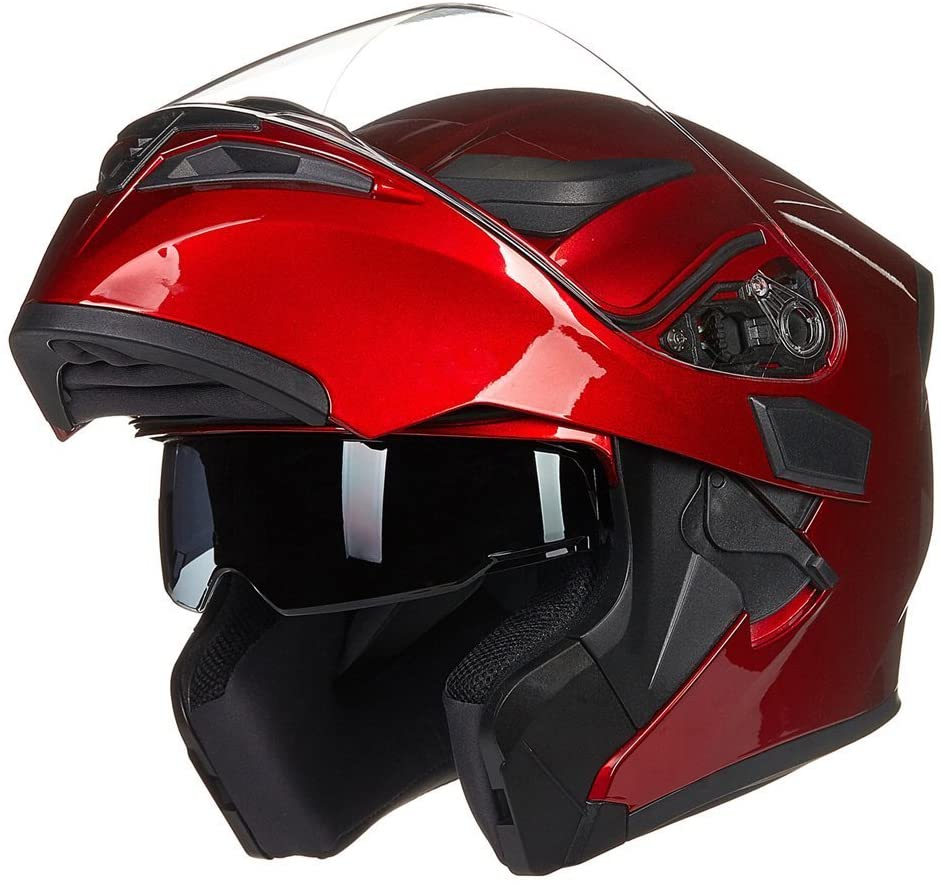 ILM Motorcycle Dual Visor Flip up Modular Full Face Helmet DOT