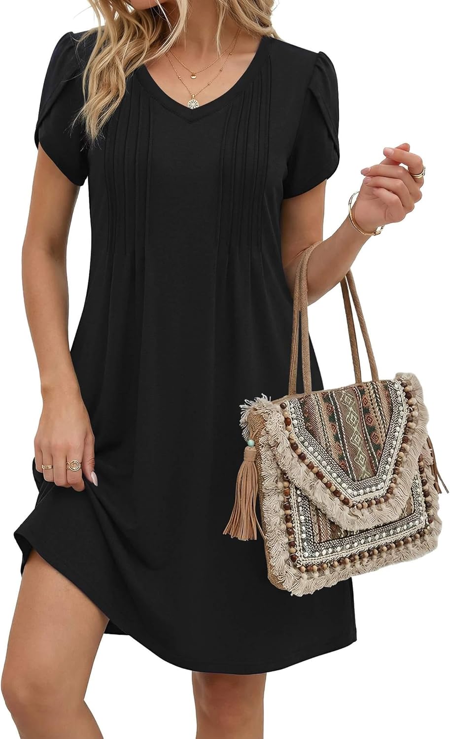 black boho dress short Statement Laurie & Joe Boho Core Embellished Indie Dress main image 0