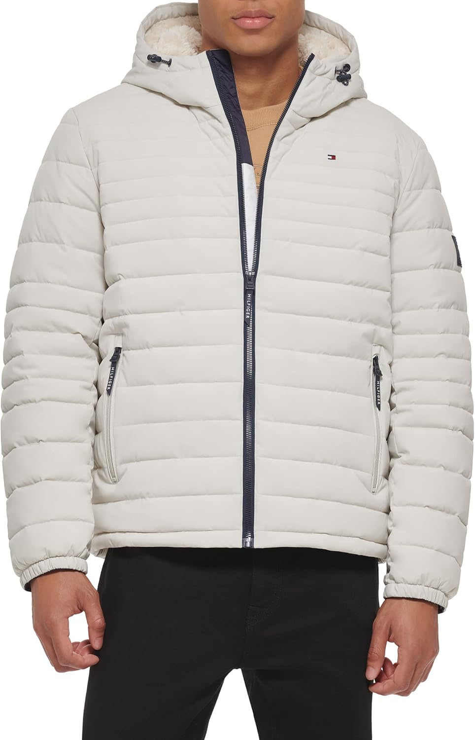 Tommy Hilfiger Mens Stretch Poly Hooded Packable Jacket With