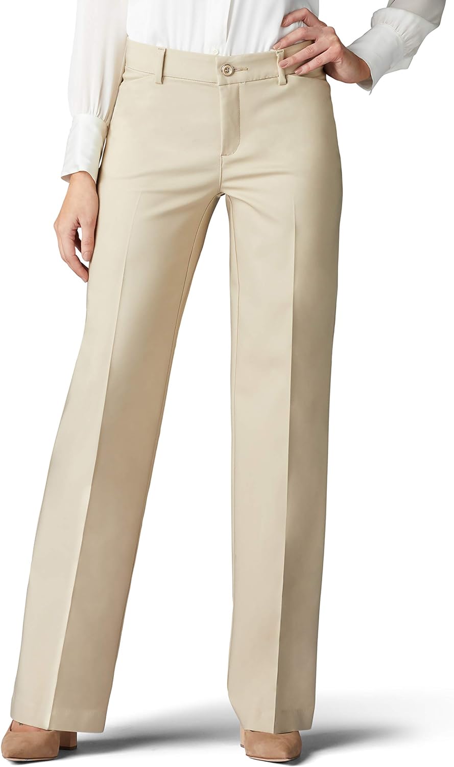 lee women's flex motion regular fit straight leg pant