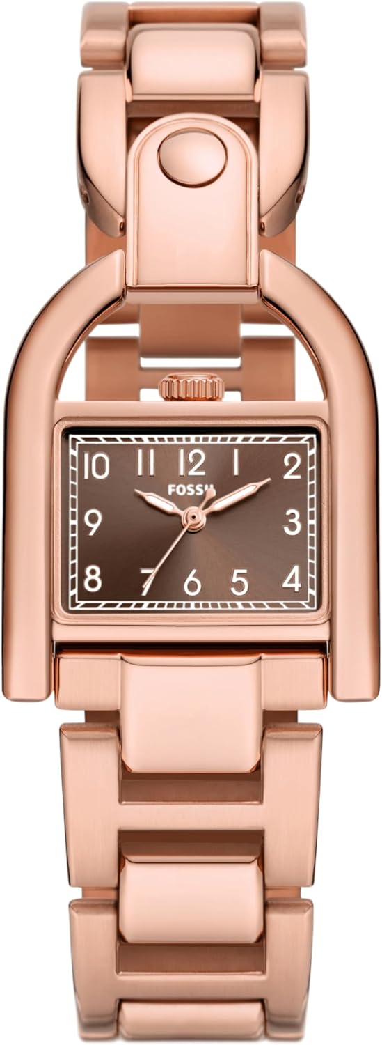 Rose gold leather band fossil watch with bracelet. Relic By Fossil Womens Pink Leather Strap Watch Zr34647  main image 3