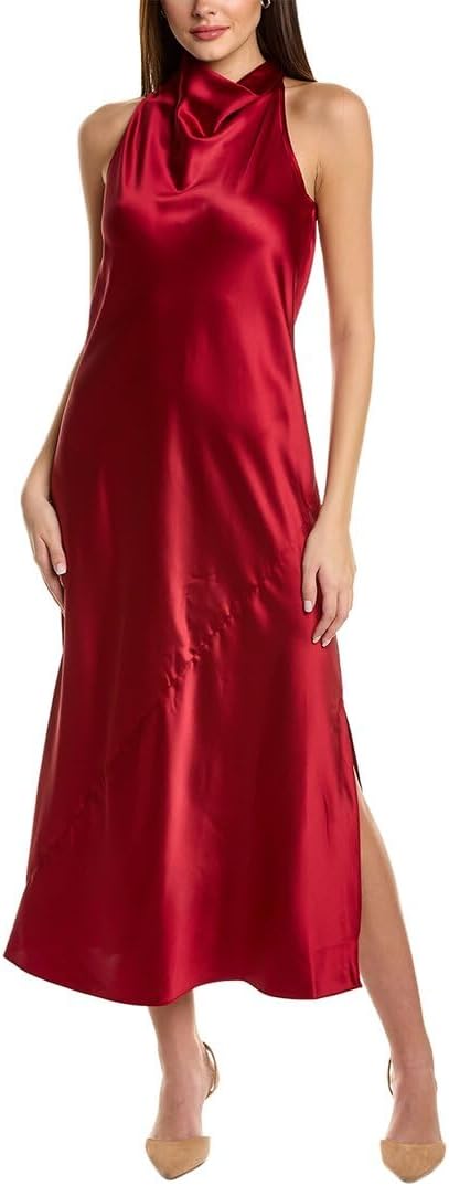 Satin Midi Dress Red Silk Cowl Neck Dress Express Dresses Express Red Satin  Cowl Neck Midi