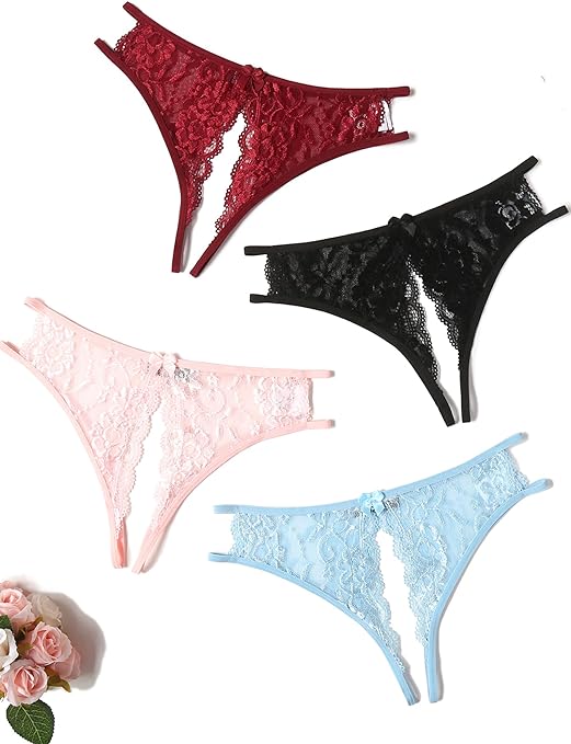 sexspielzeug ferngesteuert Lingerie femme - Avidlove Women Lace Panties Sexy Underwear Floral Lace  Briefs with Cute Bow Center
