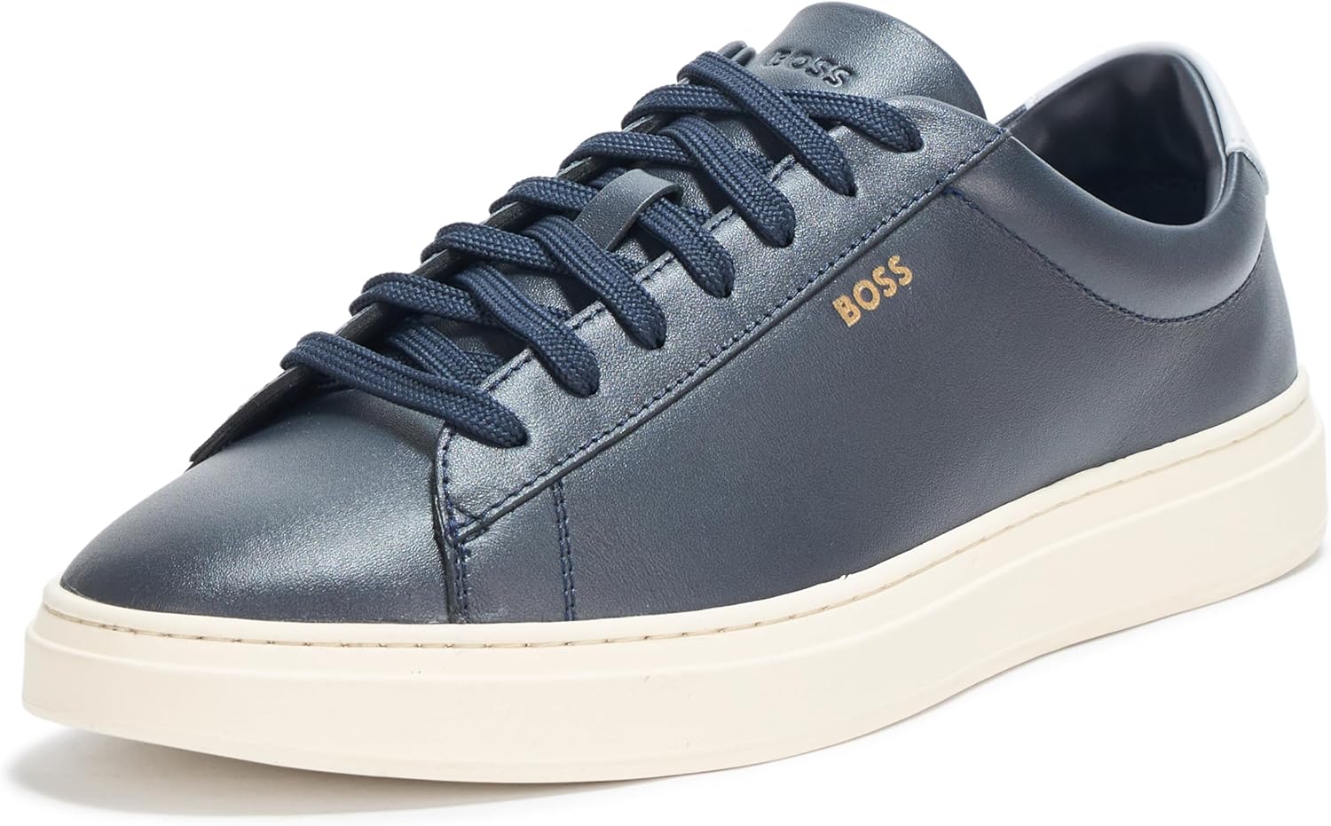 BOSS Men\'s Navy Leather Sneakers Hugo Boss Sneakers Shoes Lace Up Navy Blue Suede Leather  main image 2