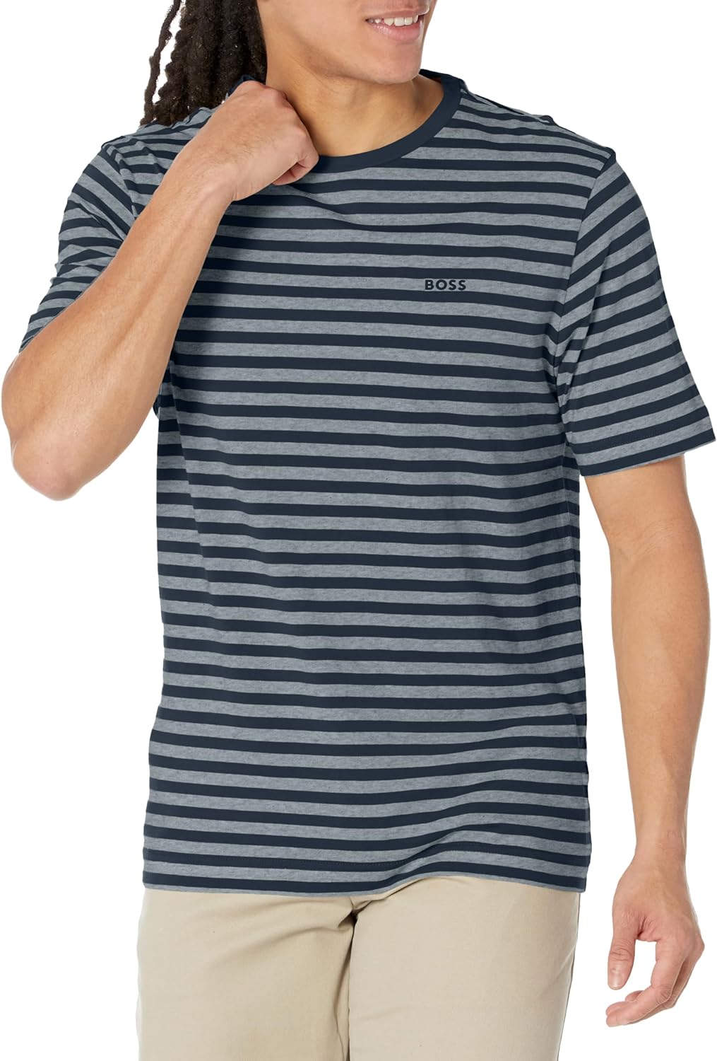 BOSS Men's Horizontal Stripe Short Sleeve T-Shirt - Sithimy.com