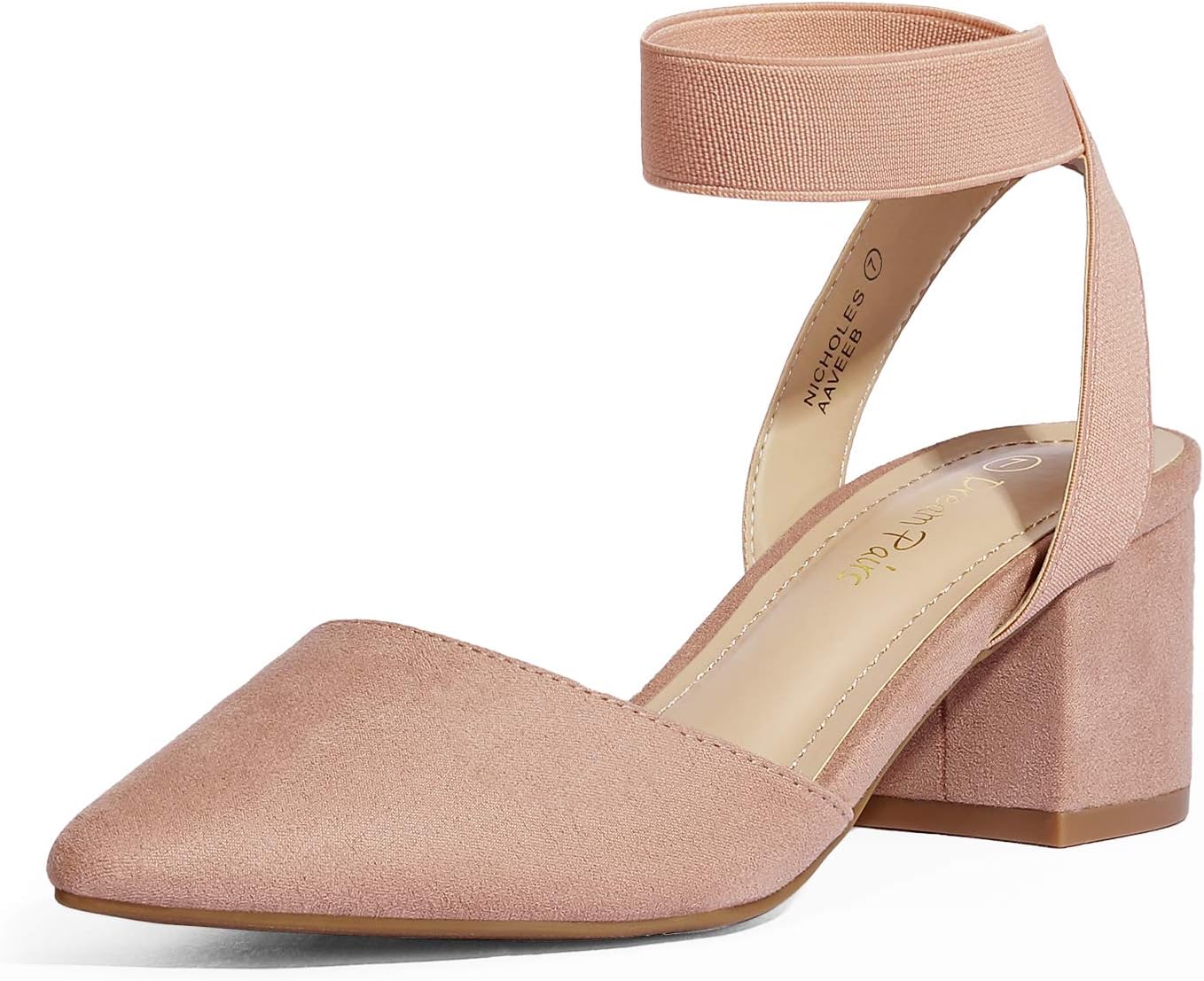 DREAM PAIRS ANNEE Heels Pumps Rhinestone Closed Toe Block Chunky