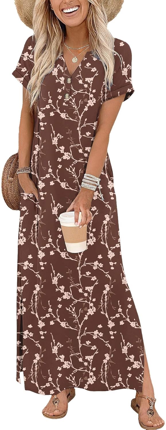 casual sun dresses PRETTYGARDEN Womens Summer Boho Maxi Dress Casual Sleeveless Square Ne main image 0