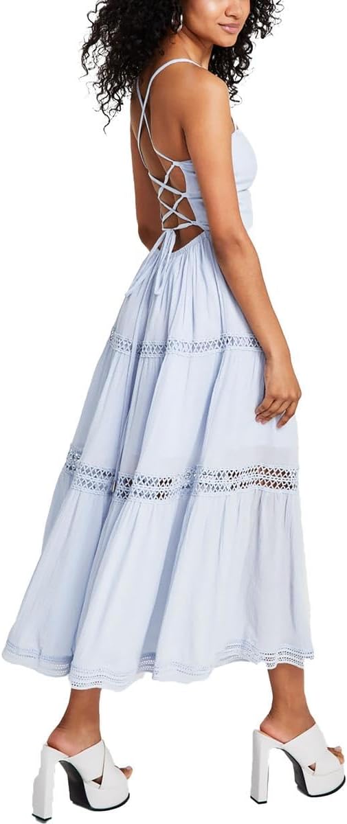 GUESS Women's Sleeveless Lace Up Long Safa Dress - Sithimy.com