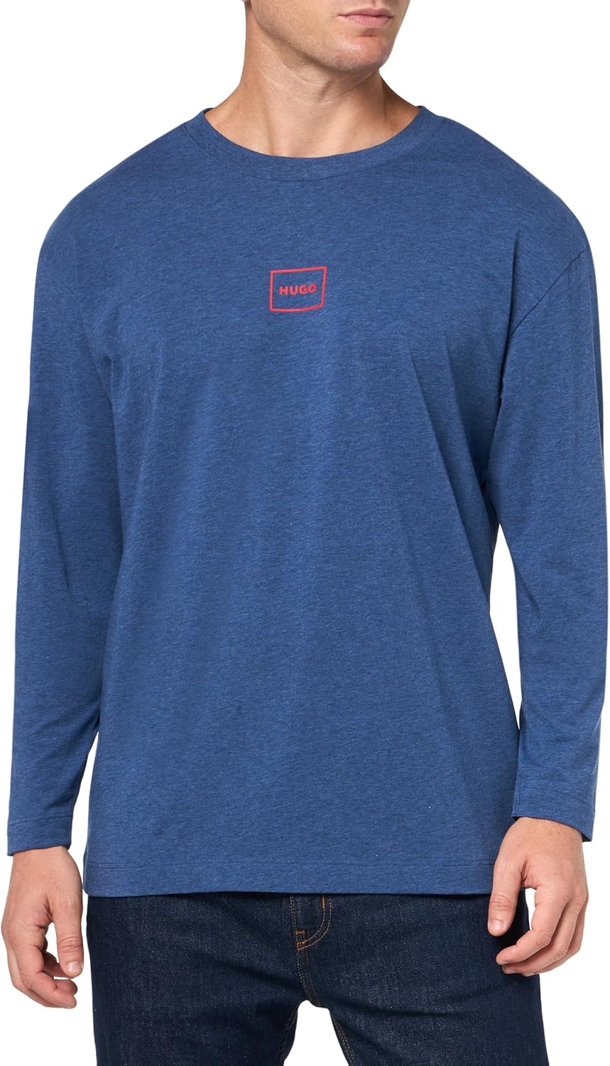 HUGO Men's Logo Outline Long Sleeve Tshirt