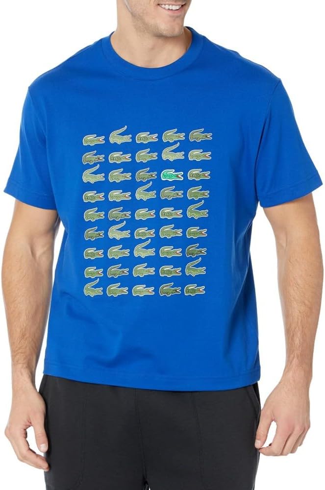 Lacoste Men's Short Sleeve Crew Neck Allover Croc Graphic T