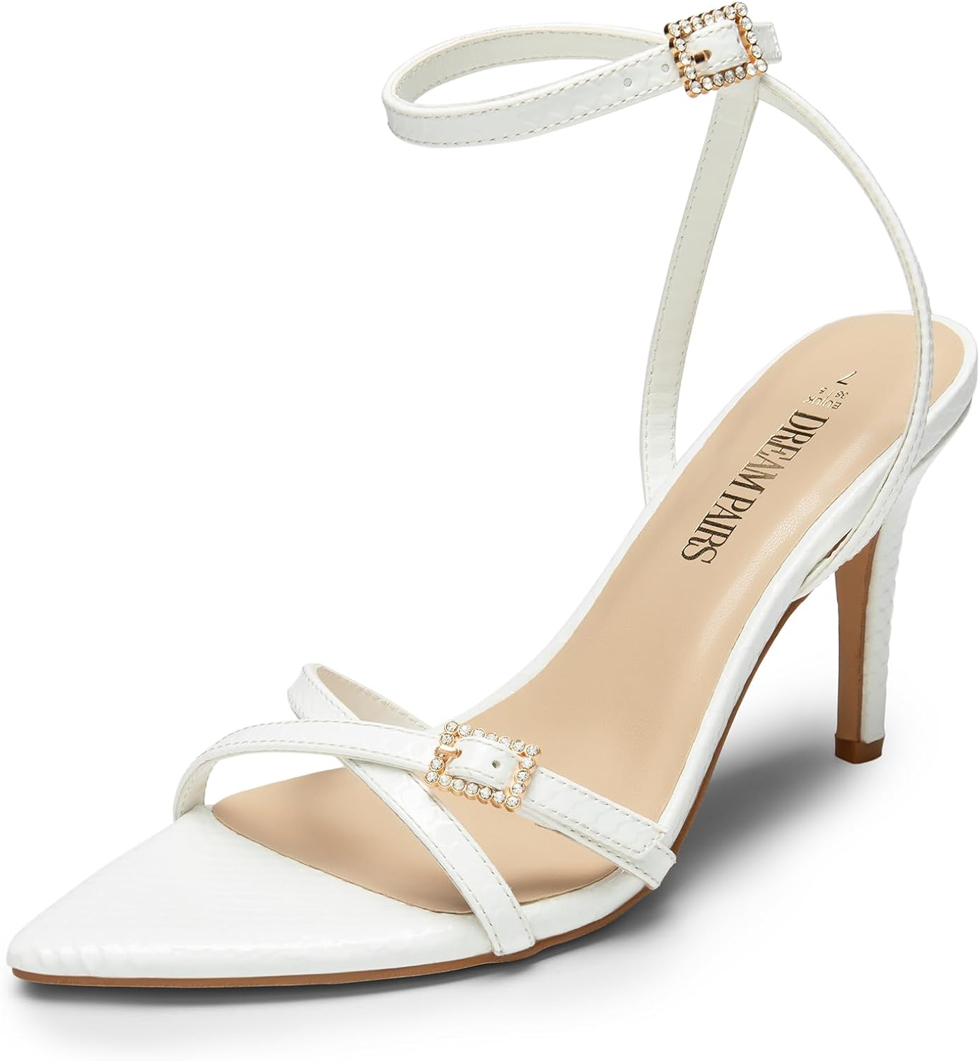 DREAM PAIRS Pointy Toe Heels for Women Stiletto Sexy Strappy Ankle