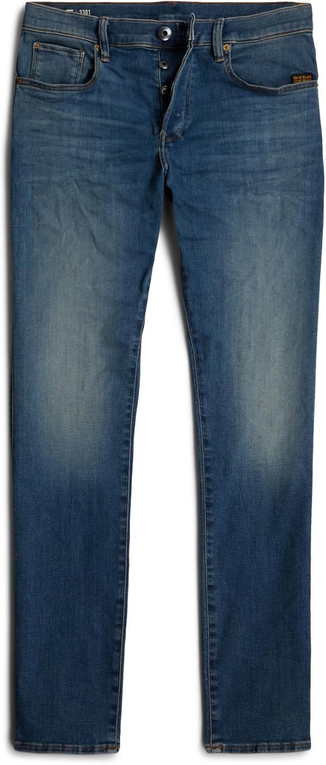 G-Star Raw Men's 3301 Slim Fit Jeans - Vintage Medium Aged Denim, 32W X 34L - View #8