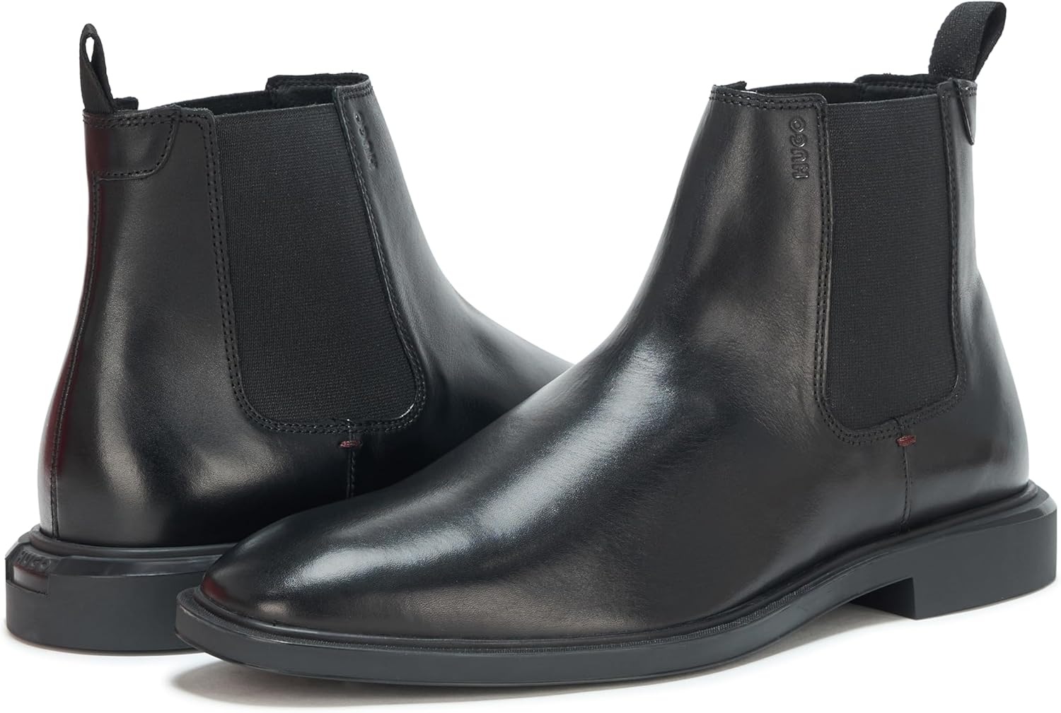 Men’s Hugo Black Leather Chelsea Boots BOSS - Leather Chelsea boots with signature-stripe detail  main image 3