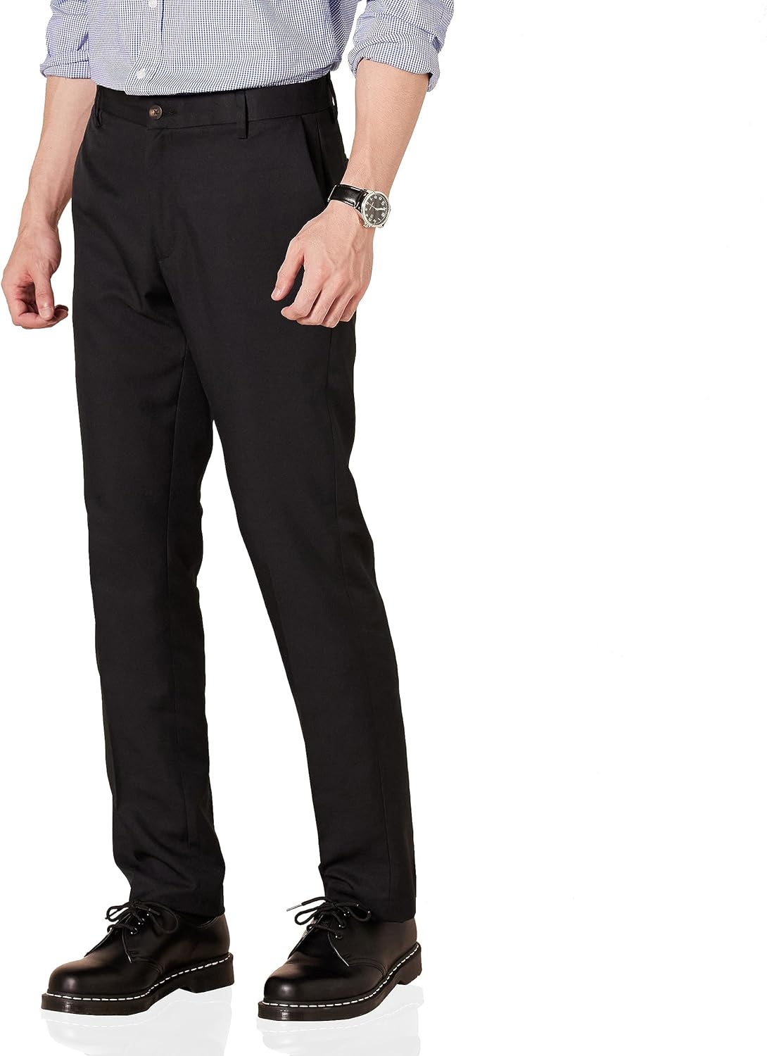 slim fit dress slacks Men's Slim Fit Solid Non-Iron Long Sleeve Dress Shirt main image 1