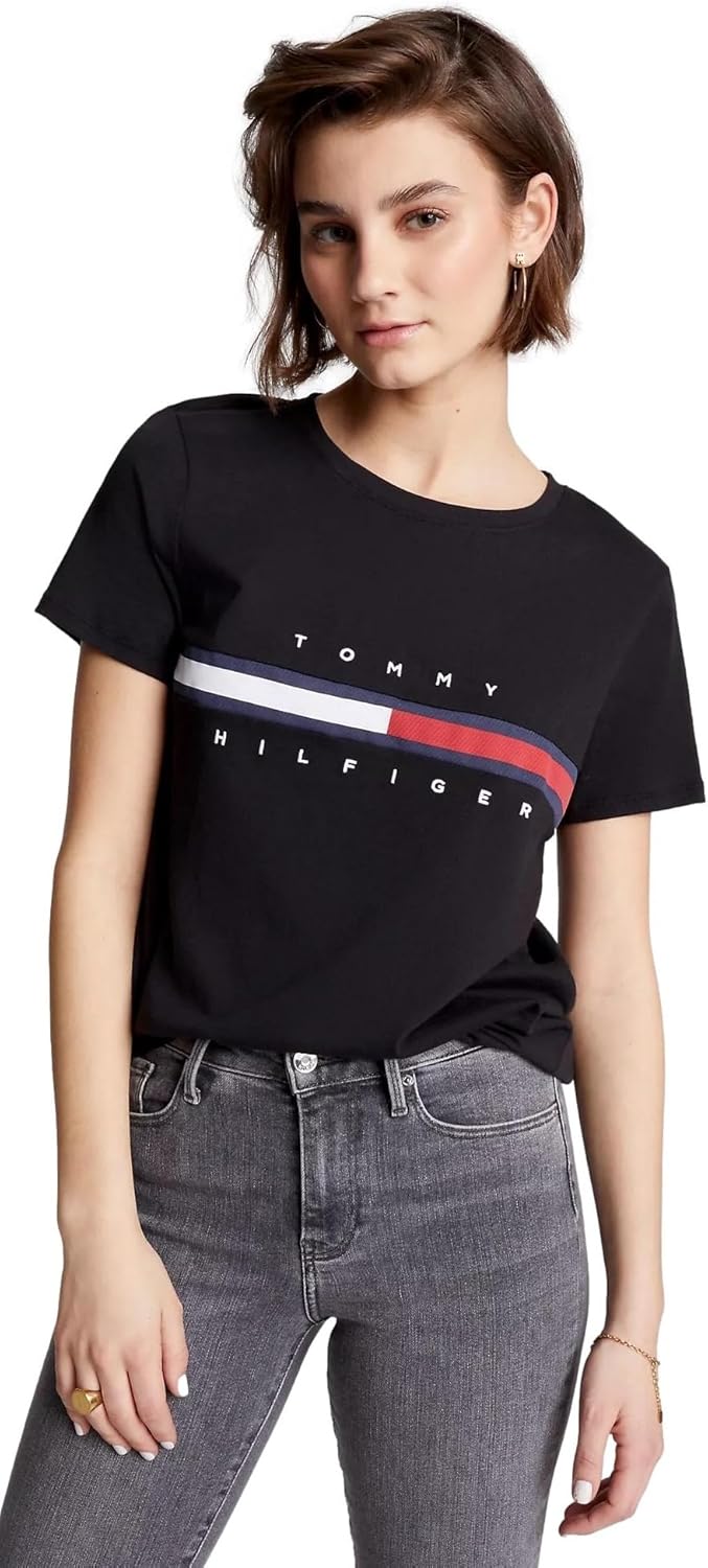 Cropped Shirt Clothing Tommy Hilfiger Black Crop Top Tommy