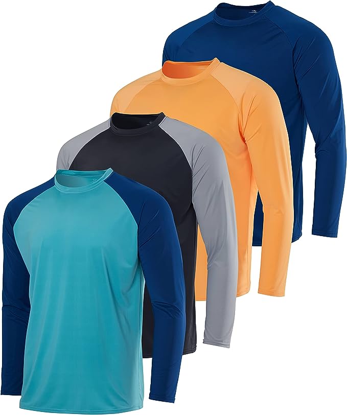 Real Essentials 4 Pack: Mens Short Sleeve Rash Guard Shirt Quick Dry UPF 50 Sun Protection Swim For Men Available In Big Tall