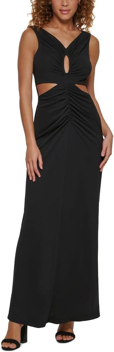 Calvin Klein Womens V Neck Cut Out Evening Dress Sithimy