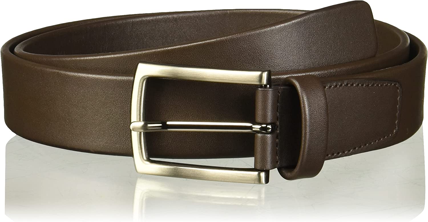 Perry Ellis Men's Tubular Leather Belt - Genuine Leather Dress Belt