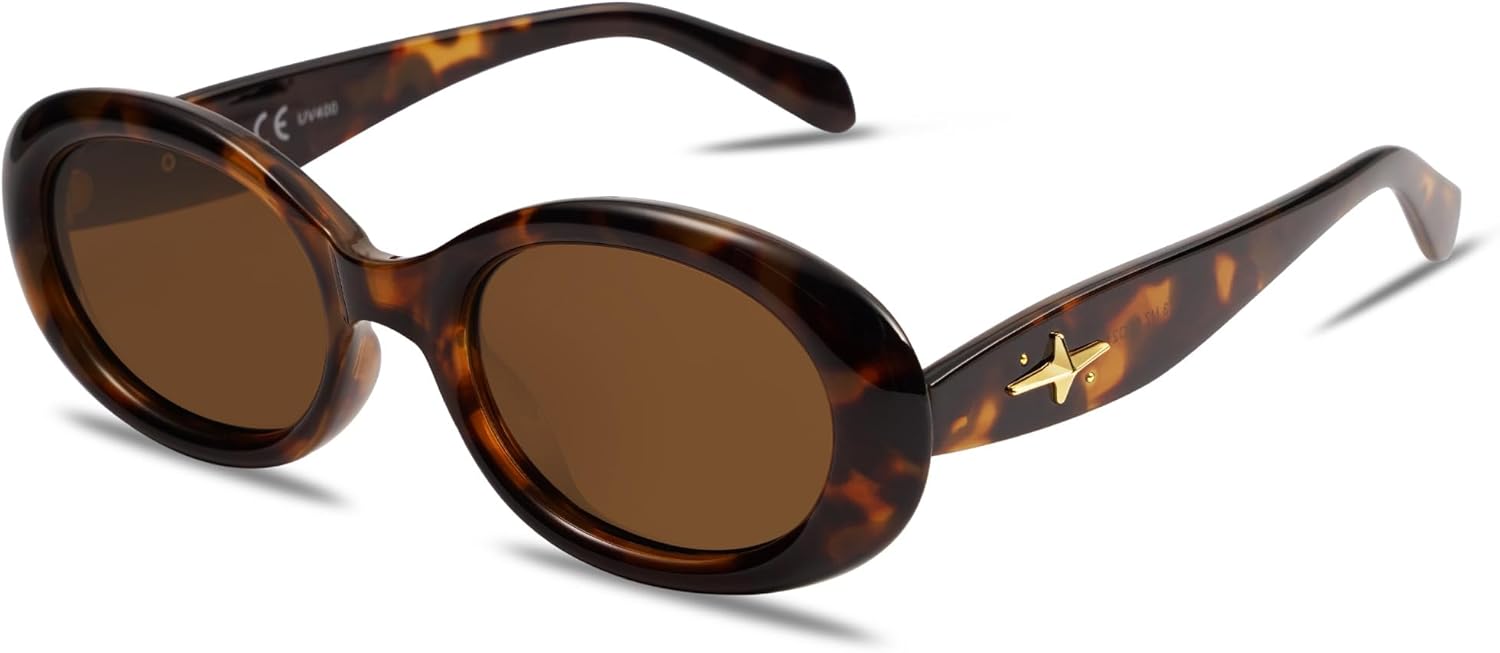 High-Quality Retro Oval Sunglasses with UV400 Protection - Amber Tortoise Color LJCZKA Retro Oval Sunglasses for Women Trendy Small Face  main image 3