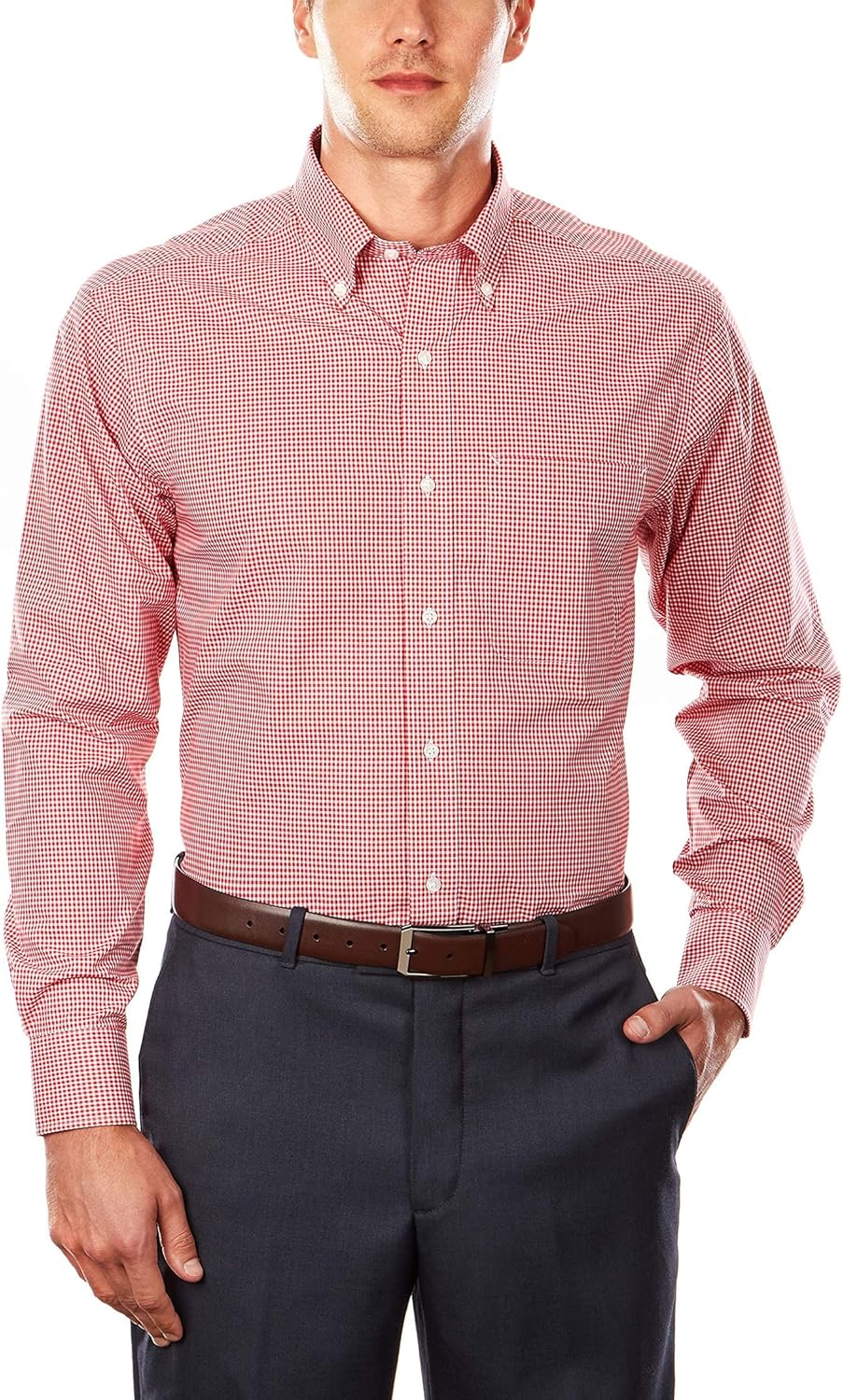Tommy Hilfiger Men's Regular Fit Non Iron Gingham Dress Shirt - Sithimy.com