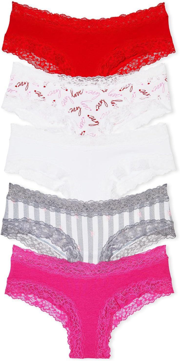 Victoria's Secret Lace Trim Cotton Cheeky Panty Pack - Sithimy.com