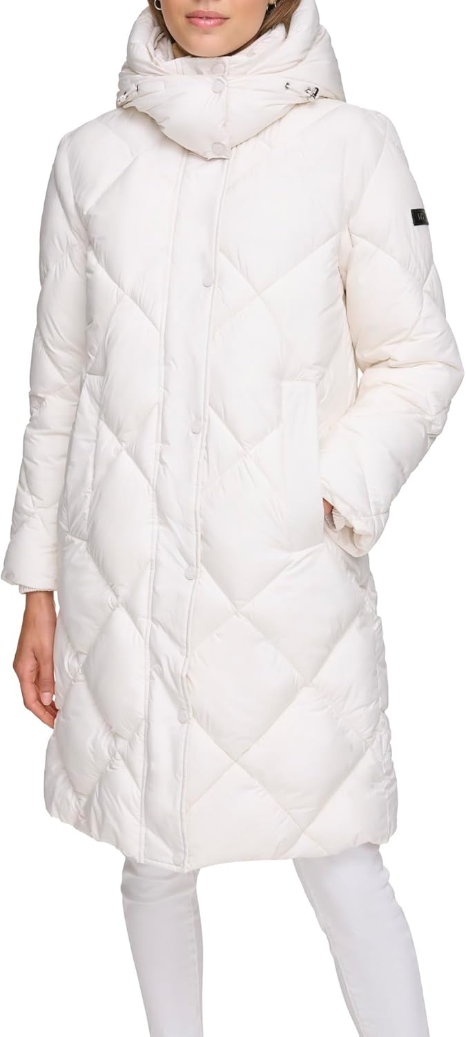 Puffer Coat Dkny White Fluffy Jacket Long Winter Coats For Women