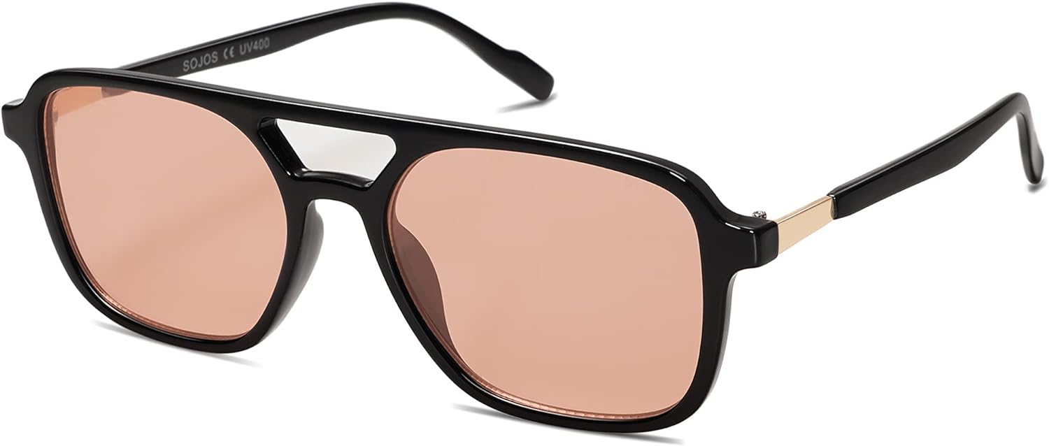 SOJOS Retro Aviator Sunglasses for Women Men,Trendy  display picture 3