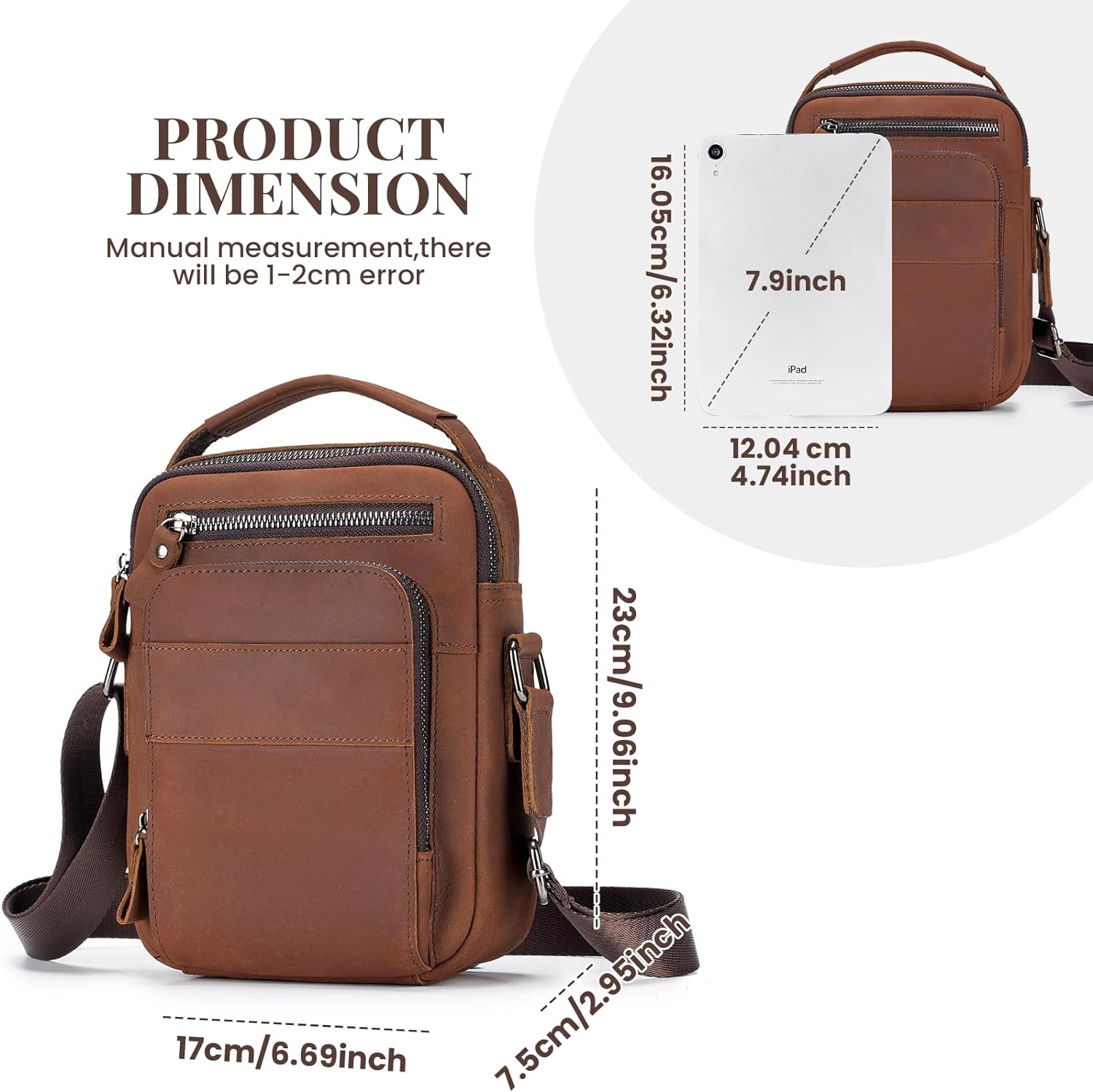 Crossbody Bag Ipad Mini Backpack Leather Sling Bag For Men BAIGIO