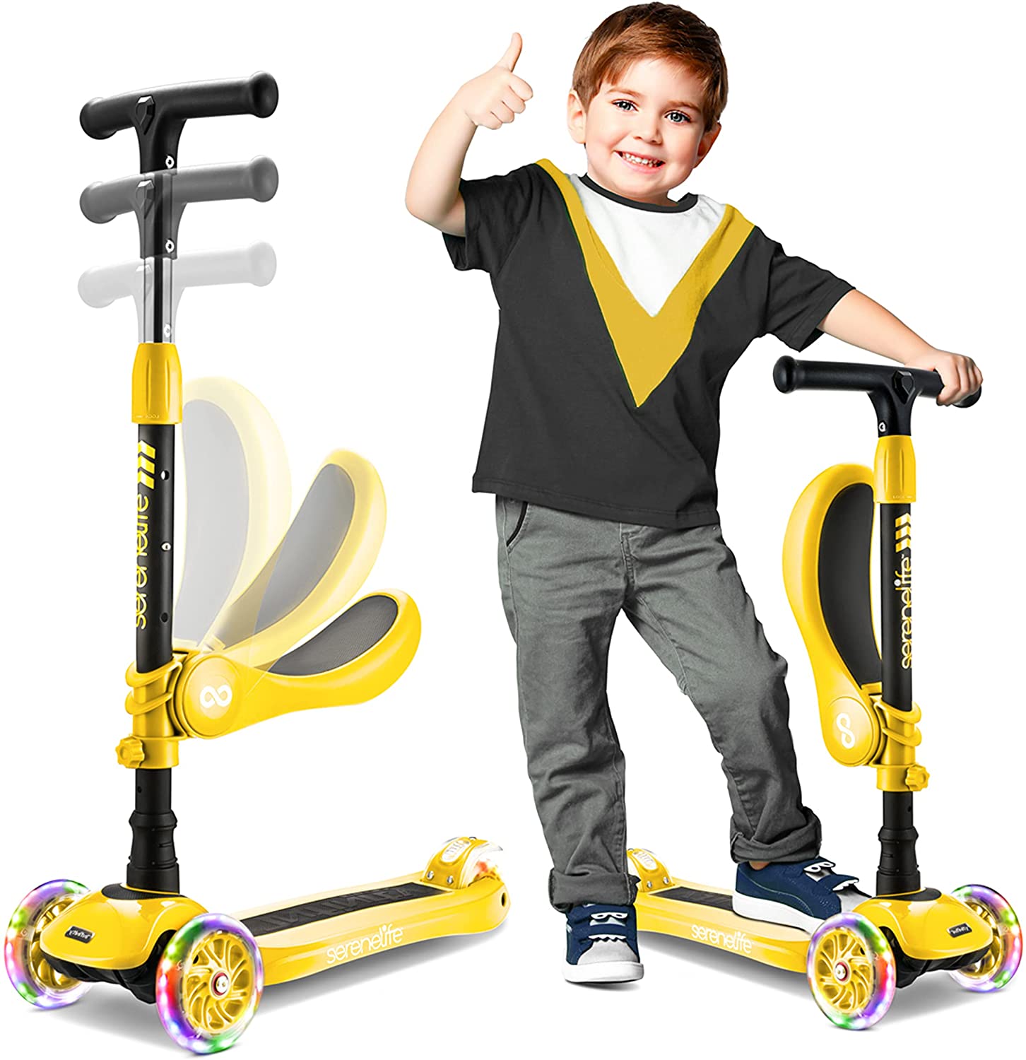 Wheeled Scooter for Kids 2-in-1 Sit/Stand Child Toddlers Toy