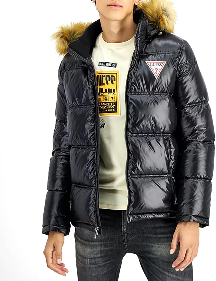 Doudoune Homme - GUESS Men's Mid-Weight Puffer Jacket With Removable Hood -  Sithimy.com