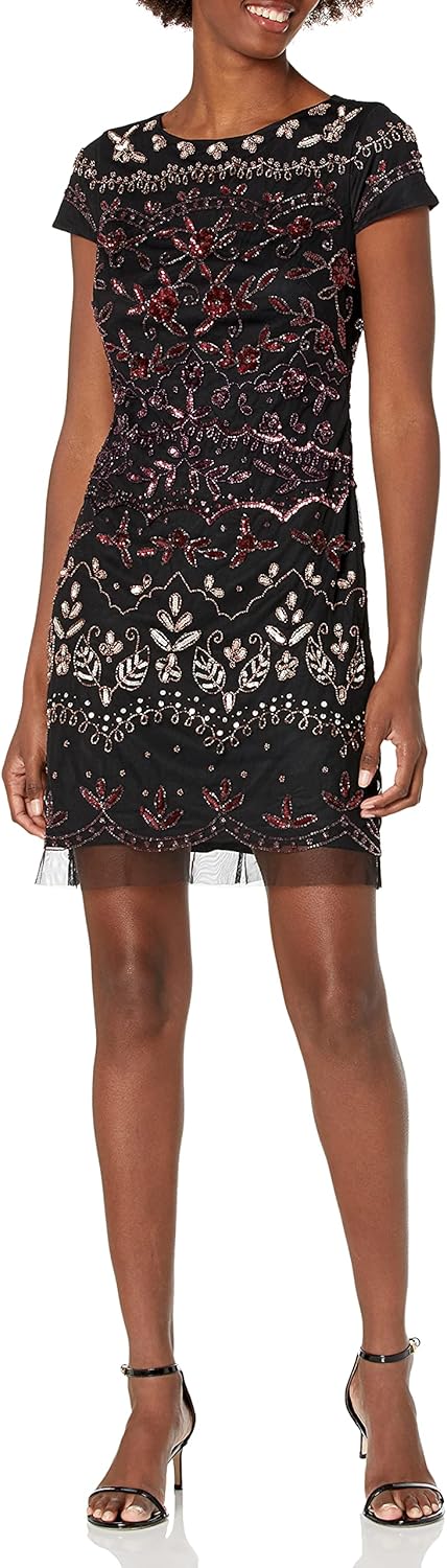white christmas dresses Adrianna Papell Short Ivory Beaded Cocktail Dress