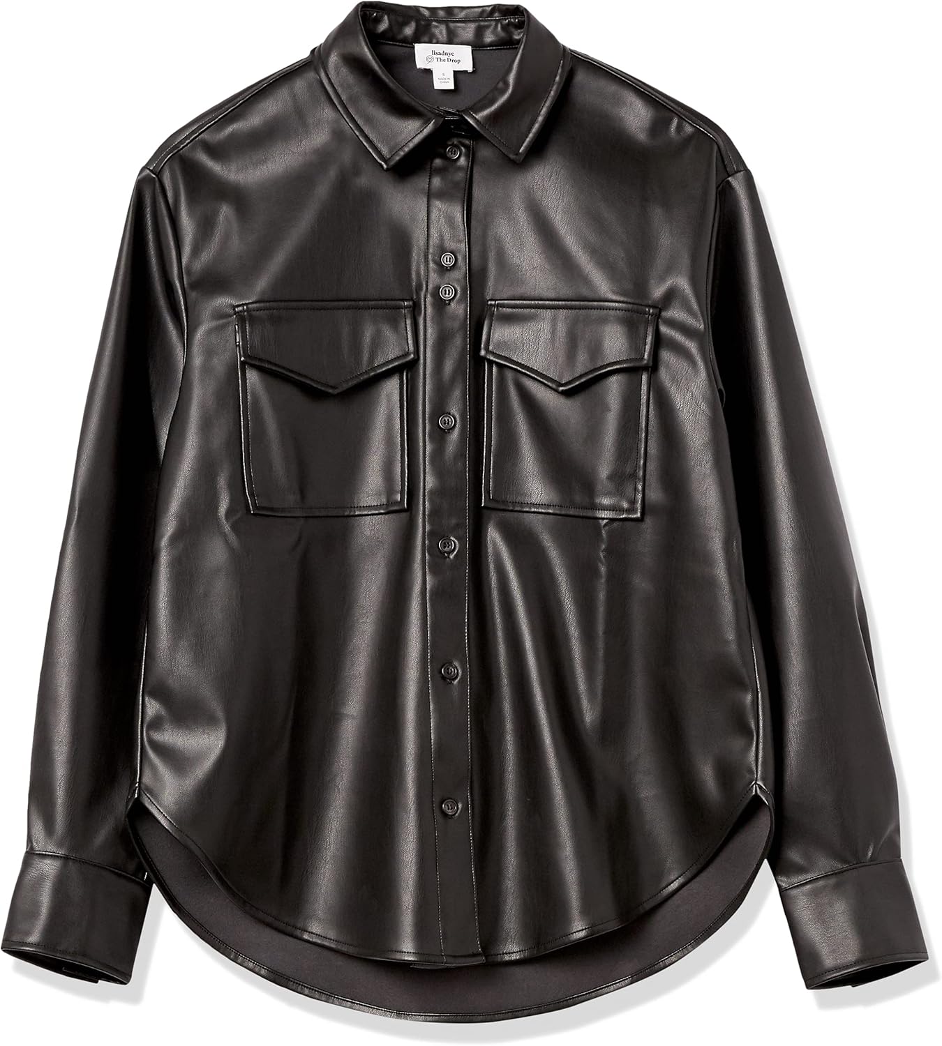 The Drop Women's @Lisadnyc Vegan Leather Long Shirt Jacket