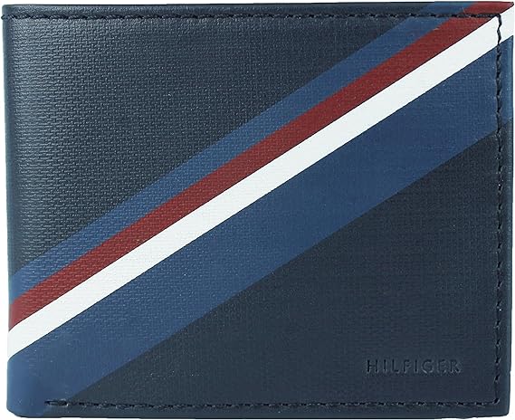 New Tommy Hilfiger Men's Leather Double Billfold Passcase Wallet