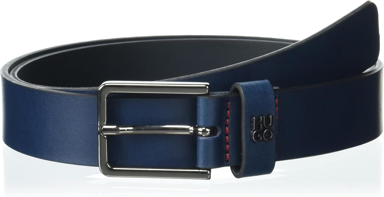 Ceintures Homme HUGO mens Stacked Logo Thin Buckle Leather Belt