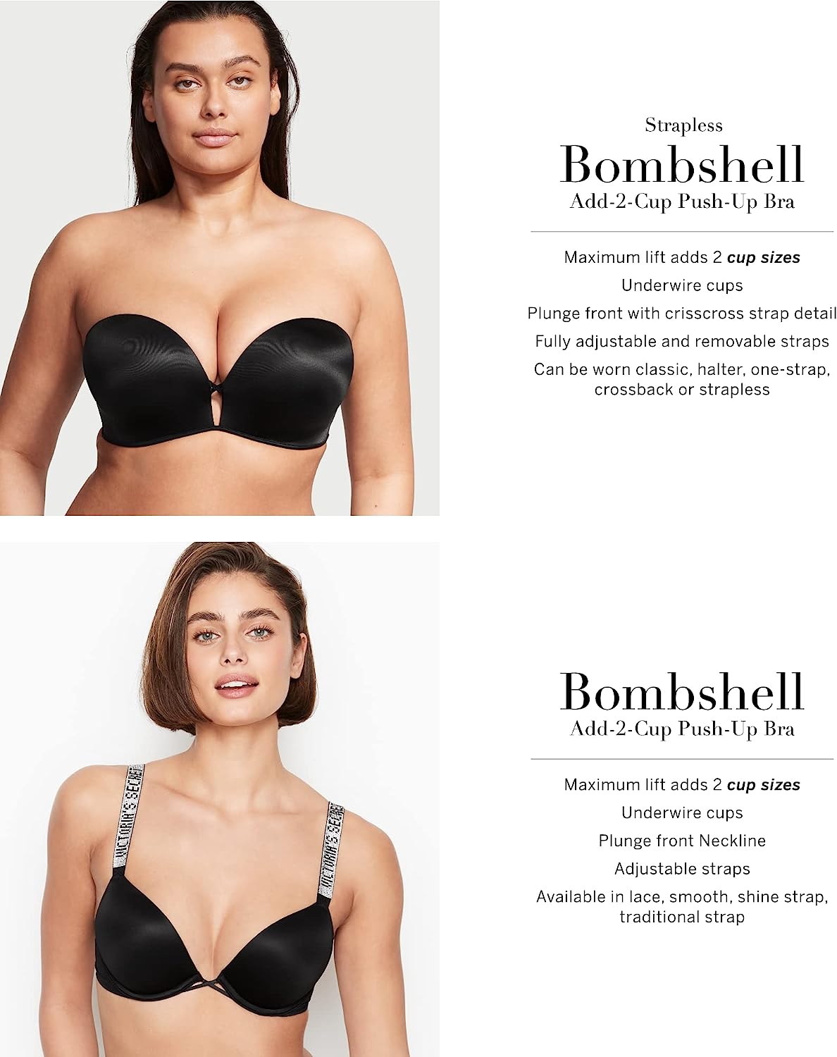 thumbnail image 2 of The Ultimate Lift: Victoria's Secret Bombshell Add-2-Cups Strapless Multi-Way Push-Up Bra 2 of 6