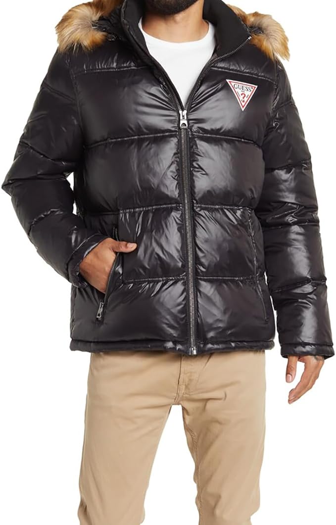 Chaquetas Guess Eco Ligeros Puffer Hombre Negras Para Chaqueta