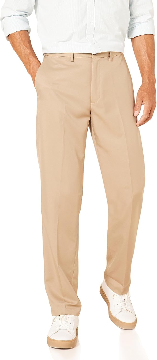 Amazon Essentials Men's Classic-Fit Expandable-Waist Flat-Front Dress Pant  - Sithimy.com