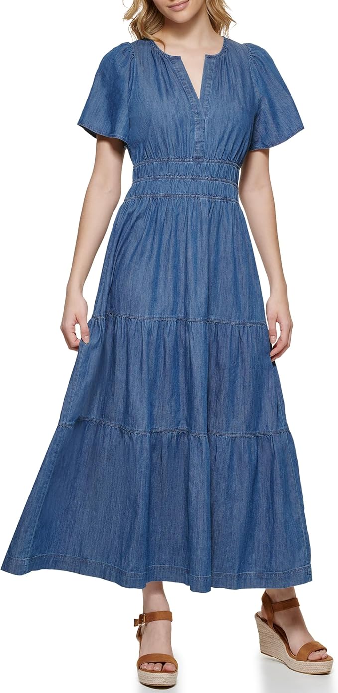 chinese dress ladies Tommy Hilfiger Women's Fit and Flare Dress Dresses, Ivory, 0p at Amazon Women's  Clothing store