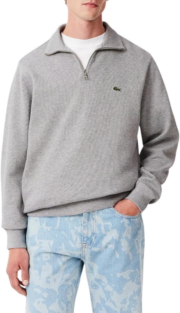 Lacoste Mens Long Sleeve Quarter Zip Cotton Sweatshirt - Sithimy.com