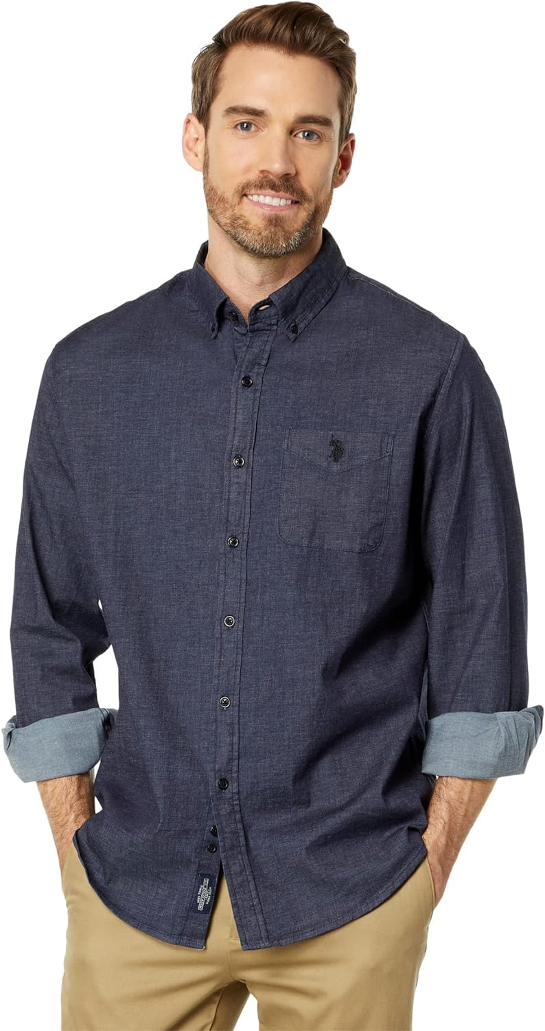 Polo Long Sleeve Chambray Denim Woven Shirt
