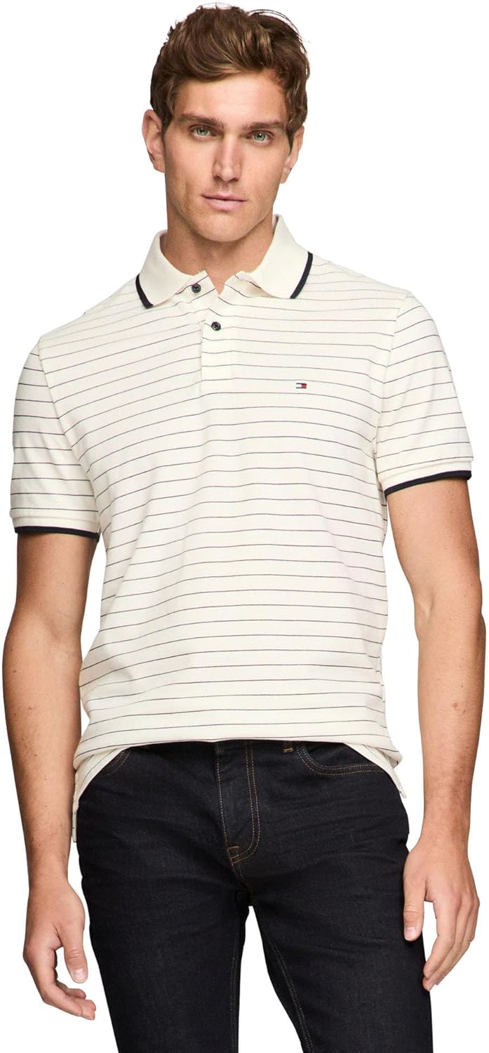 Tommy Hilfiger Men's Short Sleeve Casual Polo Shirts in Regular Fit with  Stripe Designs - Sithimy.com