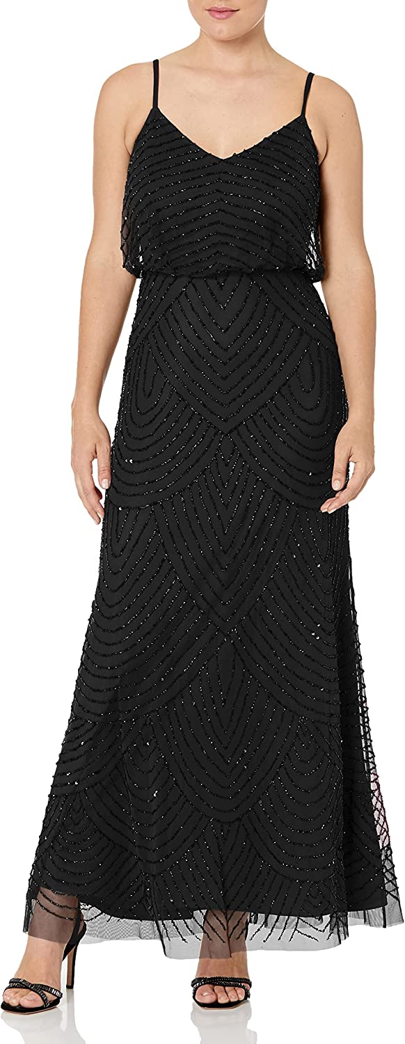 Adrianna Papell Women's Long Beaded Blouson Gown - Sithimy.com