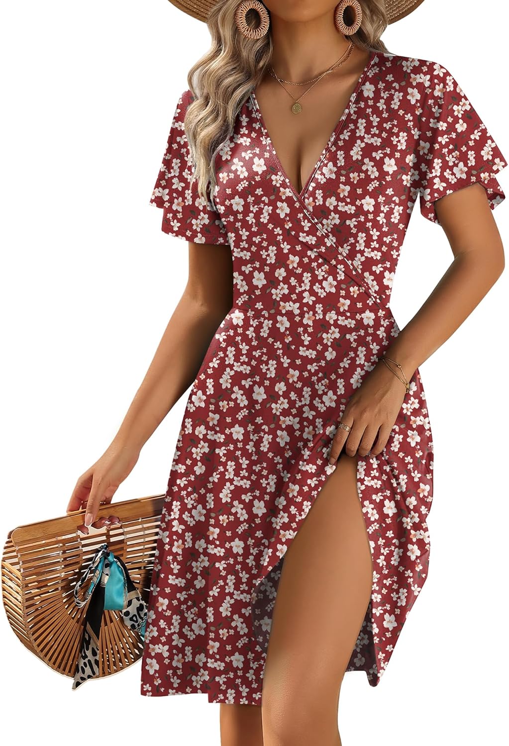 Zeagoo Women's Summer Dresses Wrap V Neck Dress Floral A-Line Ruffle Sleeve Casual Sundress with Pockets - Sithimy.com Zeagoo Women's Summer Dresses Wrap V Neck Dress Floral A-Line Ruffle Sleeve Casual Sundress with Pockets - Sithimy.com