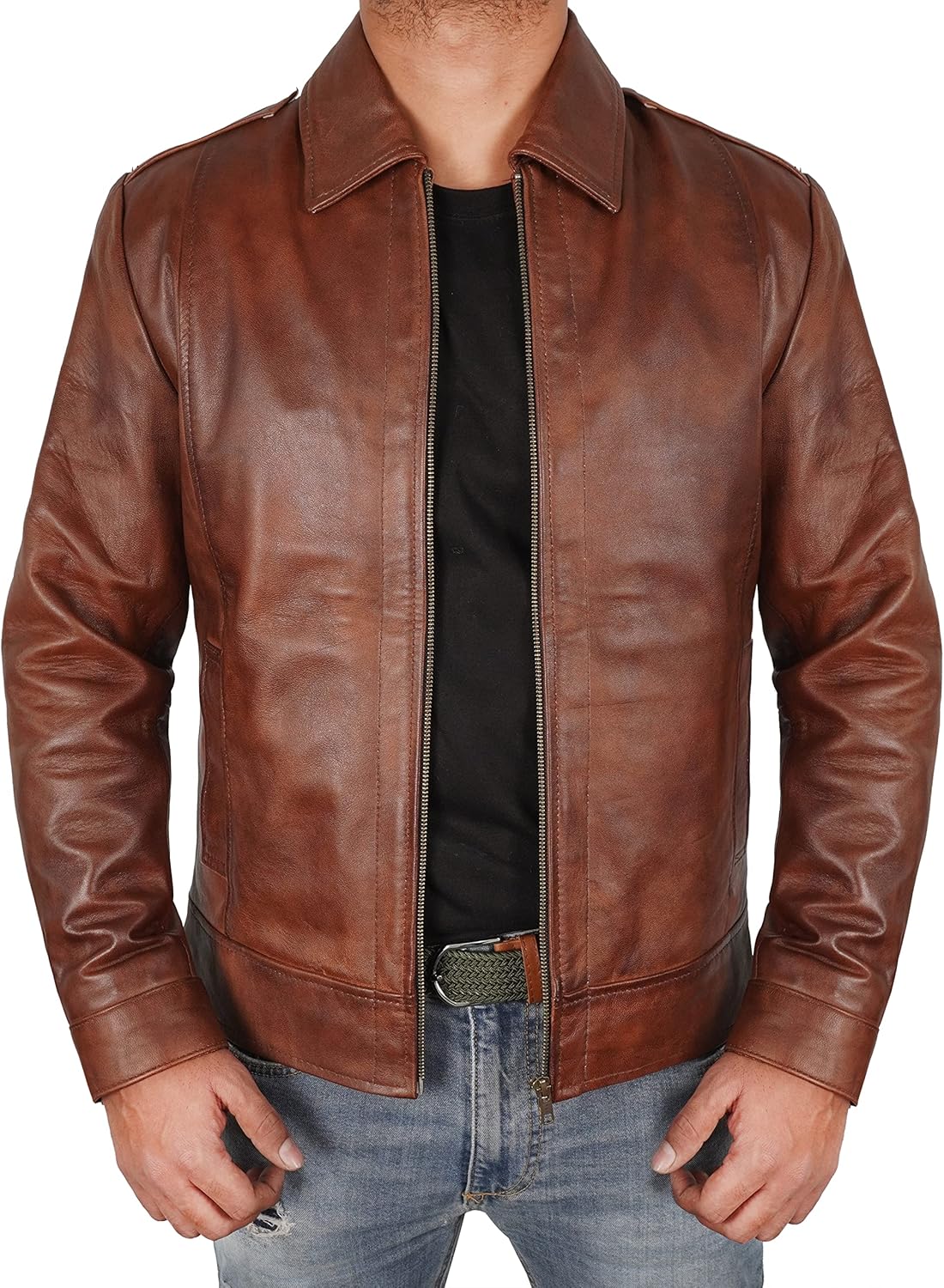 Chaqueta Cuero Hombre Lambskin Leather Biker Jacket Men